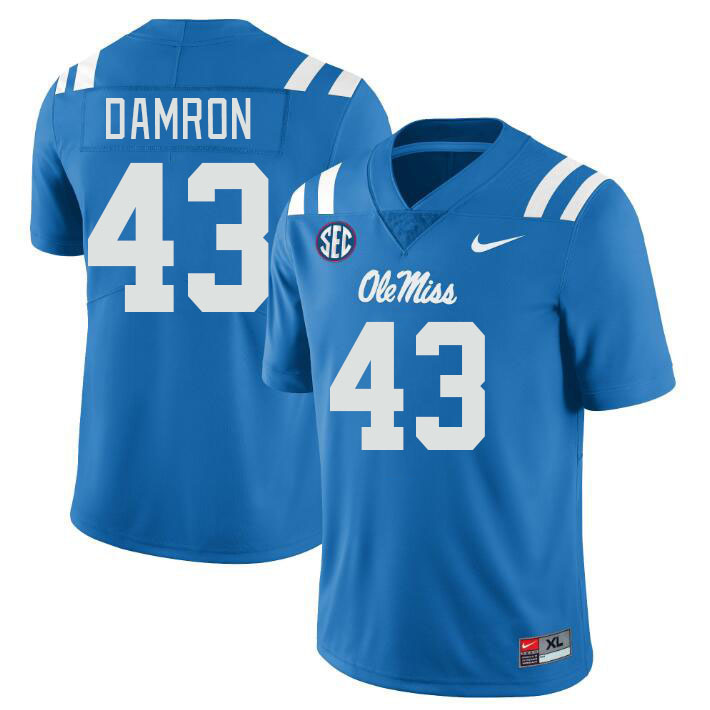 Ole Miss Rebels #43 Jack Damron College Football Jerseyes Stitched Sale-Powder Blue